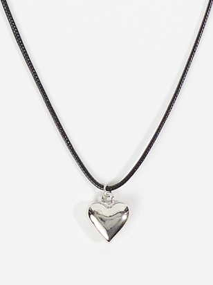 Heart Pendant Cord Choker Necklace - ARULA