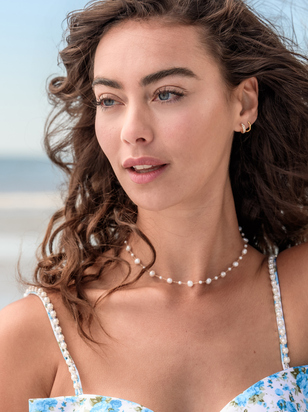 Dainty Pearl Stone Choker Necklace - ARULA - 