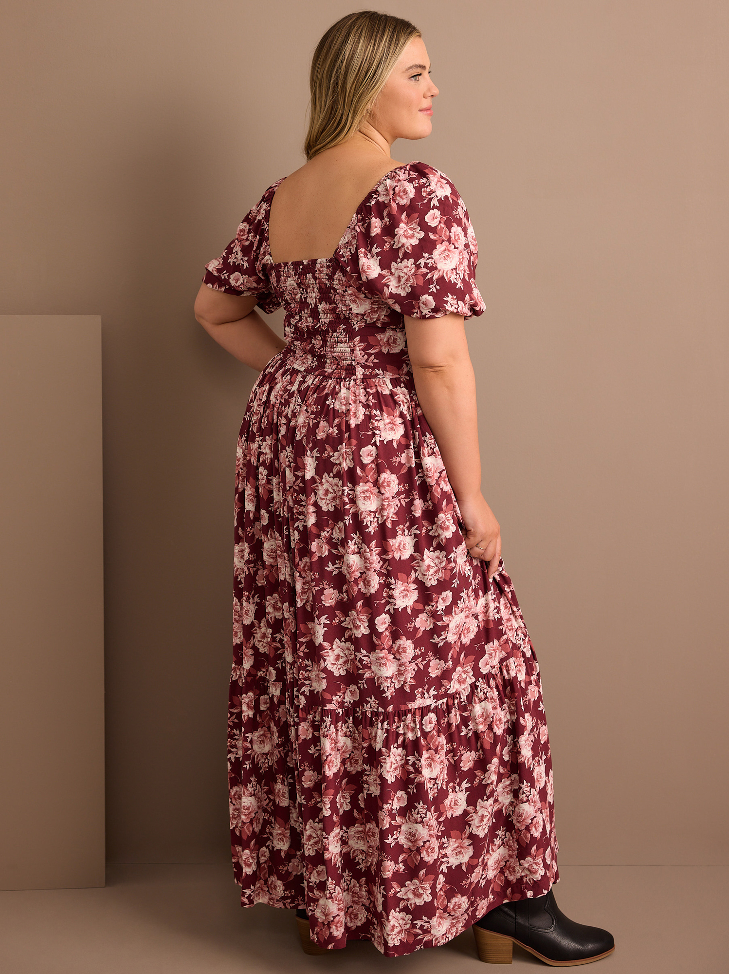 Floral burgundy maxi dress online