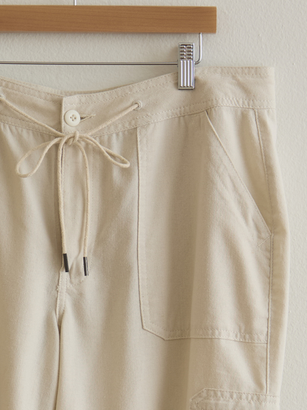 Greer Linen Cargo Pants Detail 3 - ARULA