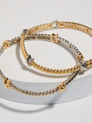 Mixed Metal Twisted Stretch Bracelet Pack - ARULA