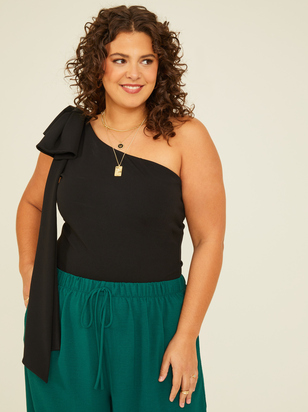 One Shoulder Bow Bodysuit - ARULA