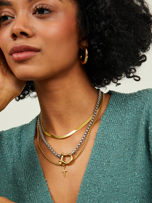 Chunky Layered Charm Necklace Set - ARULA