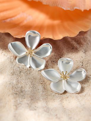Brushed Flower Statement Earring - ARULA - 