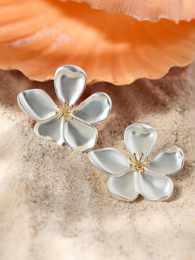 Brushed Flower Statement Earring - ARULA
