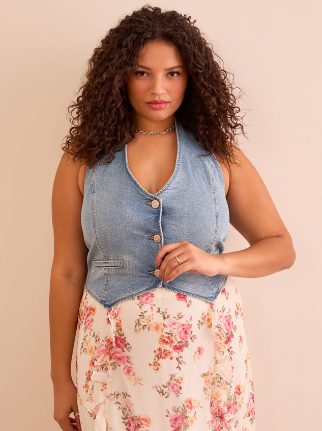 Tillie Denim Halter Vest - ARULA