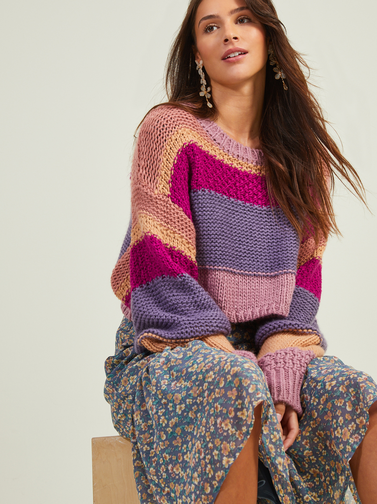 Striped chunky deals sweater