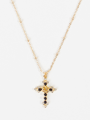 Dainty Rosette Cross Pendant Necklace - ARULA