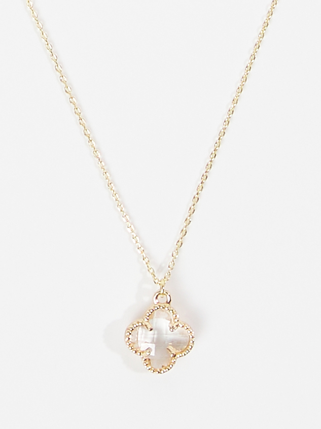 Crystal Clover Dainty Necklace Detail 2 - ARULA