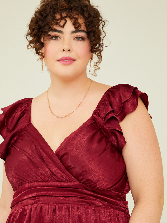 Lucia Ruffle Satin Dress Detail 4 - ARULA