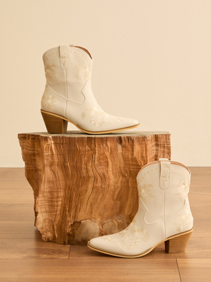 Caroline Embroidered Western Booties - ARULA - 