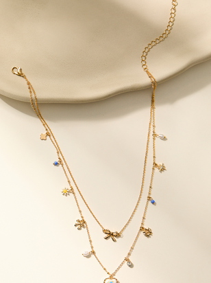 2 Layer Enchanted Bloom Charm Necklace - ARULA