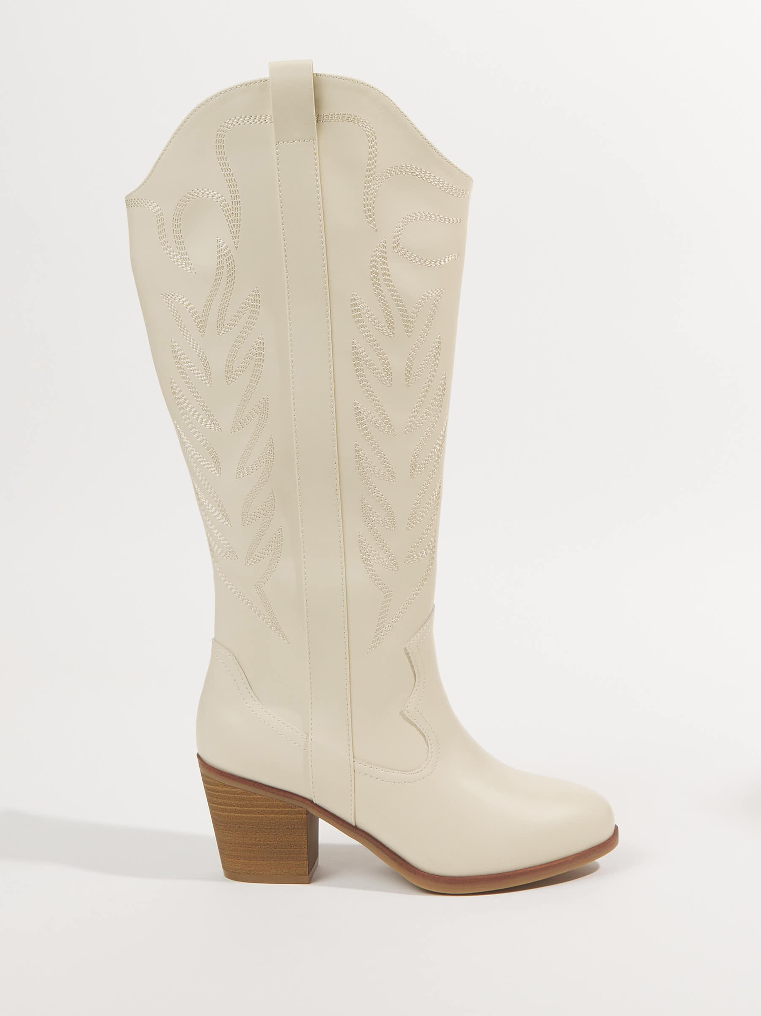 Sierra Wide Width & Wide Calf Western Boots in Ivory | Arula