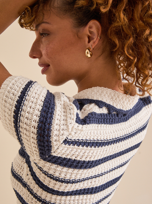 Jude Striped Crochet Top Detail 5 - ARULA