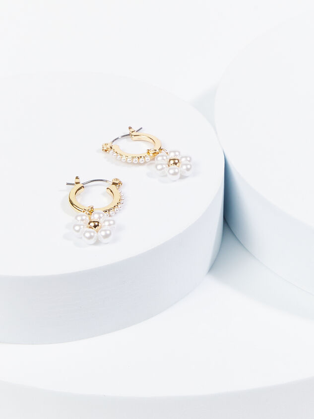 Pearl Flower Hoop Earrings - ARULA