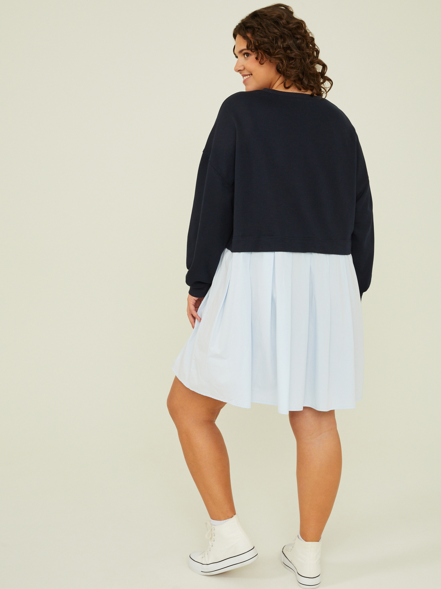 Sweater dress clearance with pleated skirt