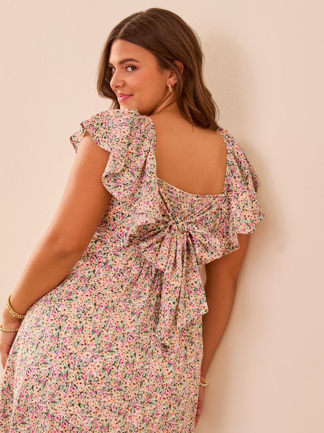 Sarah Floral Midi Dress Detail 4 - ARULA