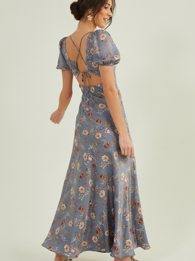 Renna Floral Puff Sleeve Dress Detail 4 - ARULA