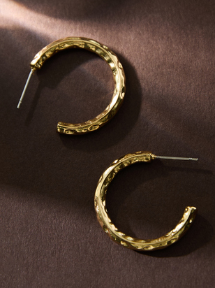 18K Gold Textured Hoops - ARULA