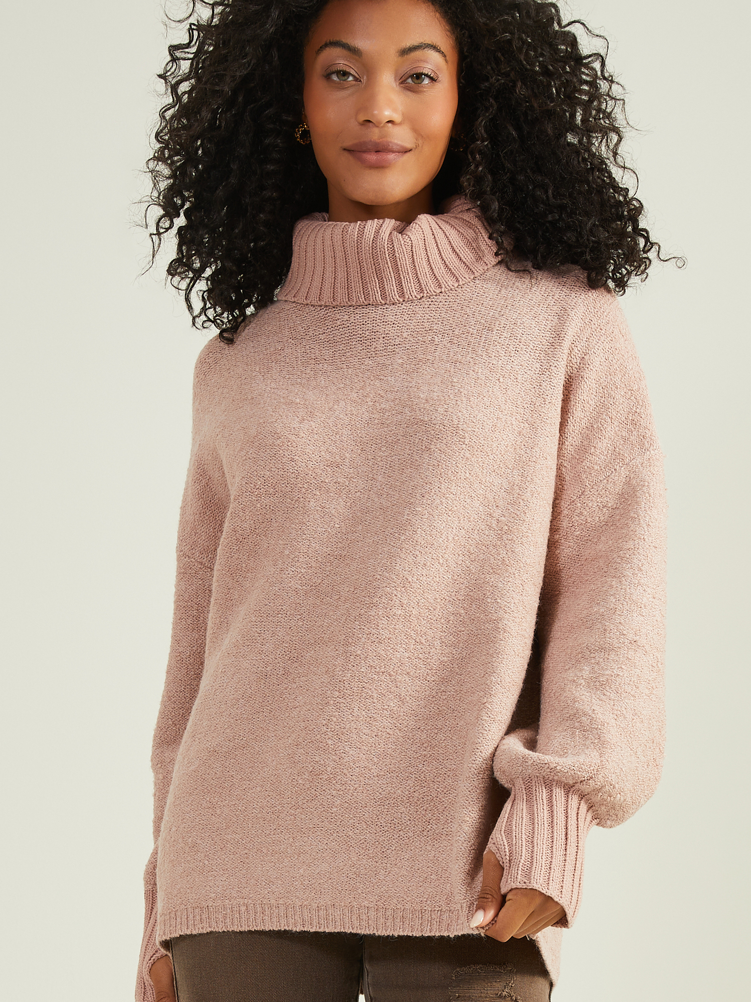 Boucle turtleneck sweater outlet