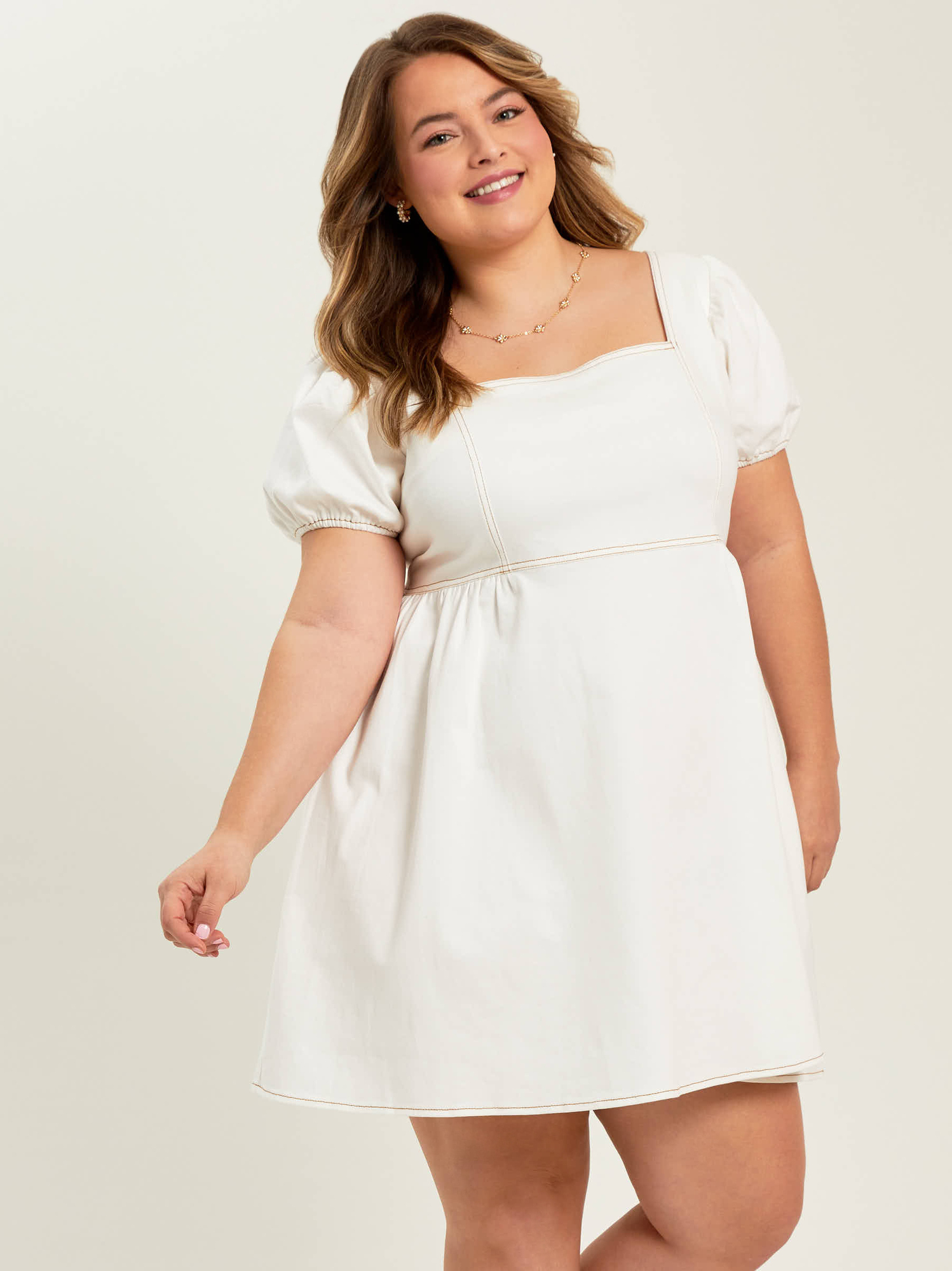 Plus size white denim dress deals