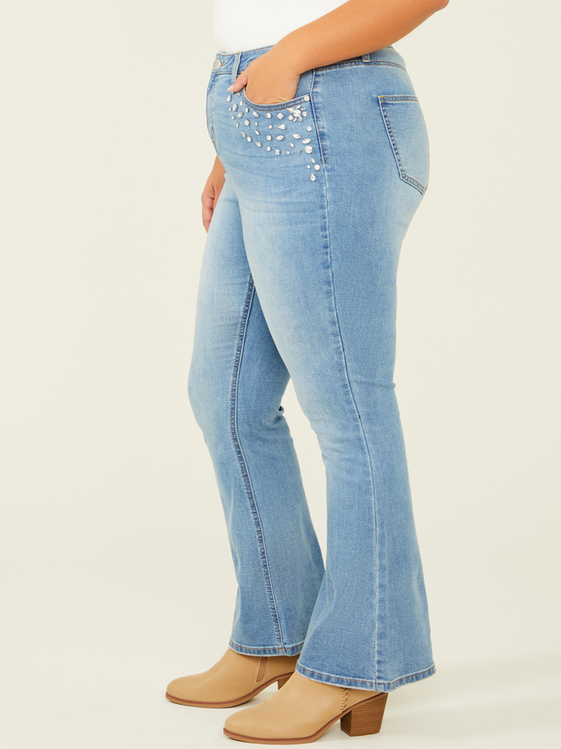 Piper Rhinestone Flare Jeans Detail 4 - ARULA