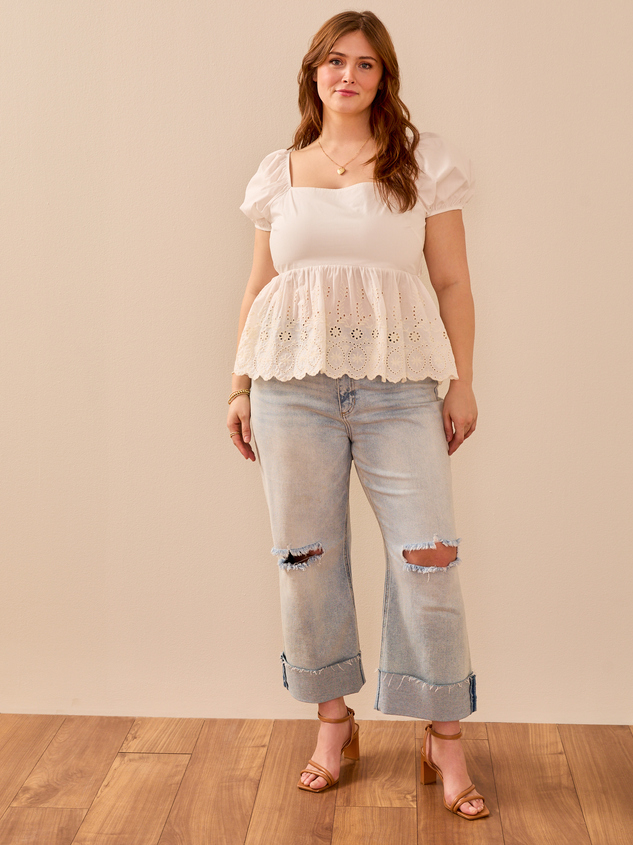 Camara Eyelet Babydoll Top - ARULA