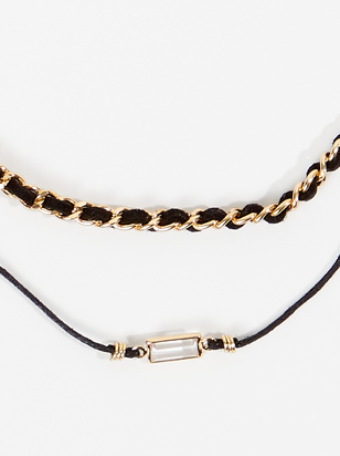 Braided Leather Cord Layered Necklace - ARULA