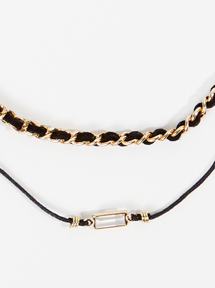 Braided Leather Cord Layered Necklace - ARULA