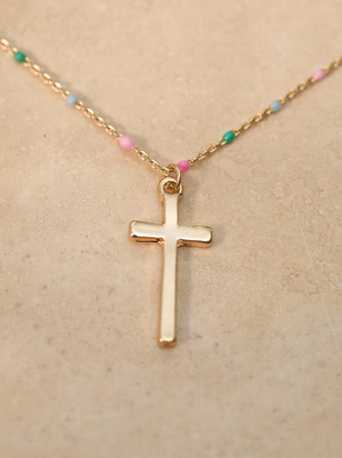Painted Chain Cross Necklace - ARULA