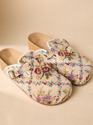 Lorenna Floral Tapestry Platform Clogs - ARULA