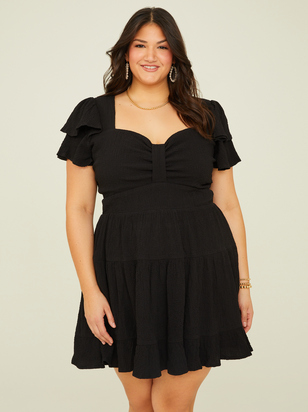 Large Elegant Black Flower Casual Female Dress Clothing Plus Size