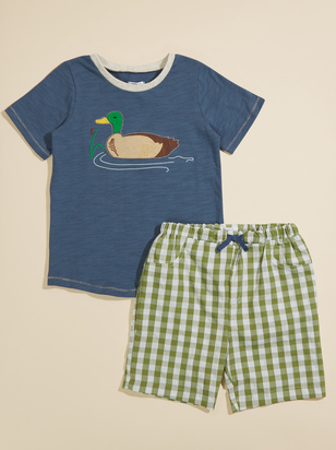 Duck Tee and Gingham Shorts Set by Mudpie - ARULA