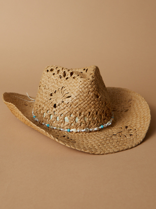 Shell Trim Straw Cowboy Hat - ARULA
