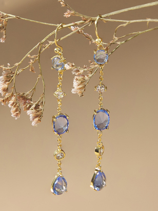 Linear Crystal Dangle Earrings - ARULA - 