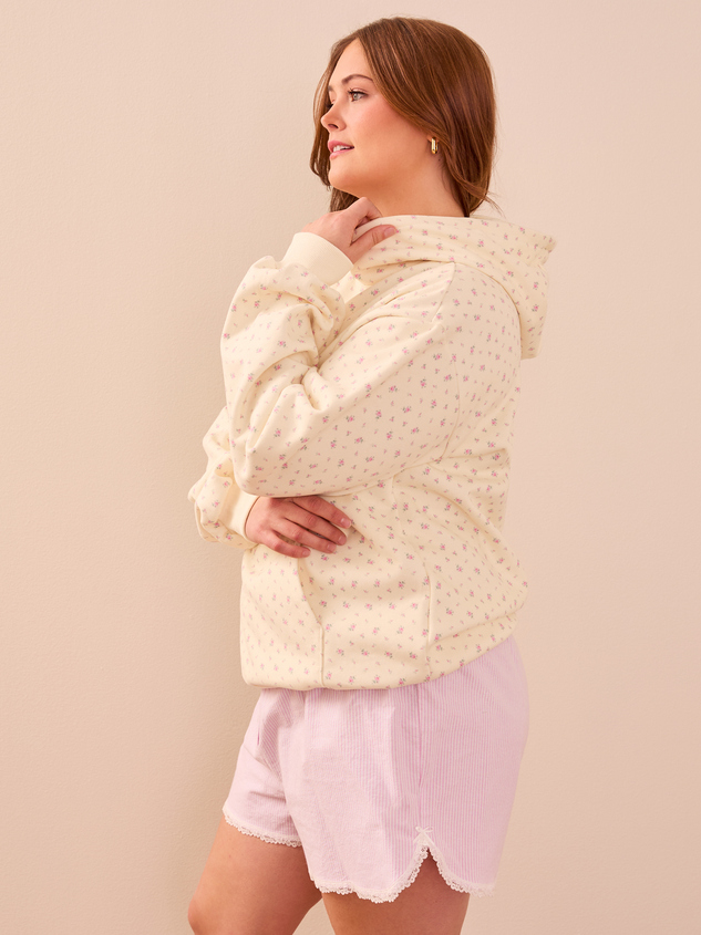Floral Fleece Hoodie Detail 4 - ARULA