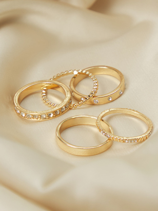Dainty Crystal Ring Set - ARULA - 