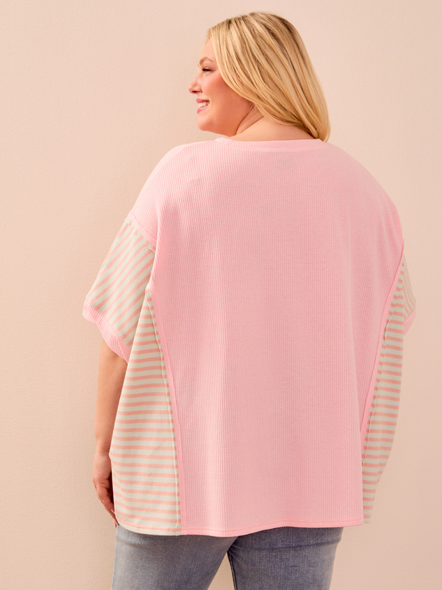 Charlie Oversized Pieced Thermal Top Detail 4 - ARULA