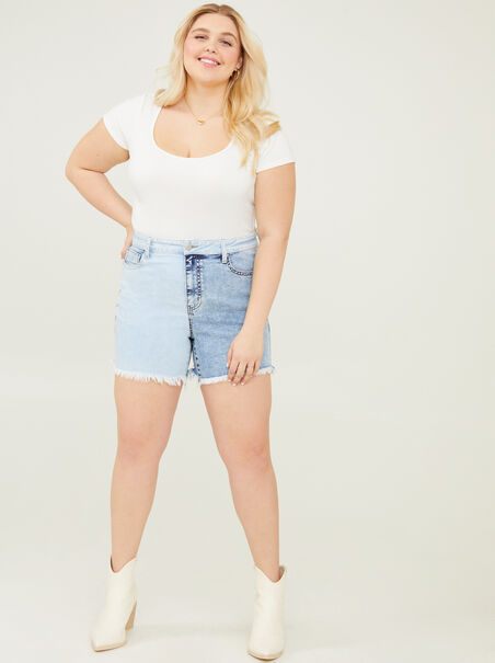 Two Toned Denim Shorts - ARULA