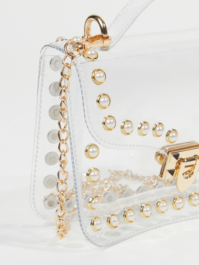Pearl Studded Clear Bag Detail 3 - ARULA