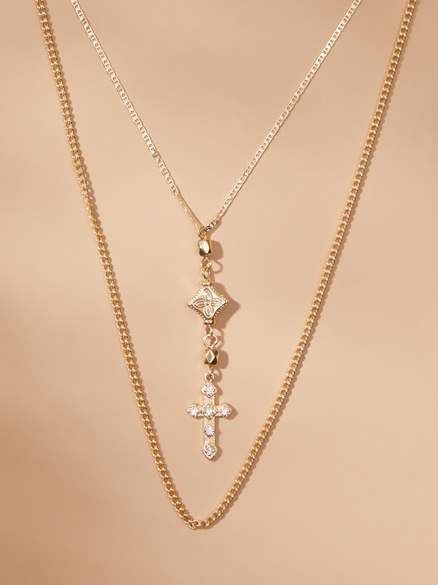 Detailed Cross Necklace - ARULA