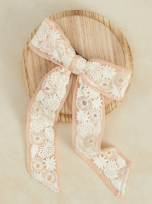 Embroidered Floral Tulle Bow - ARULA