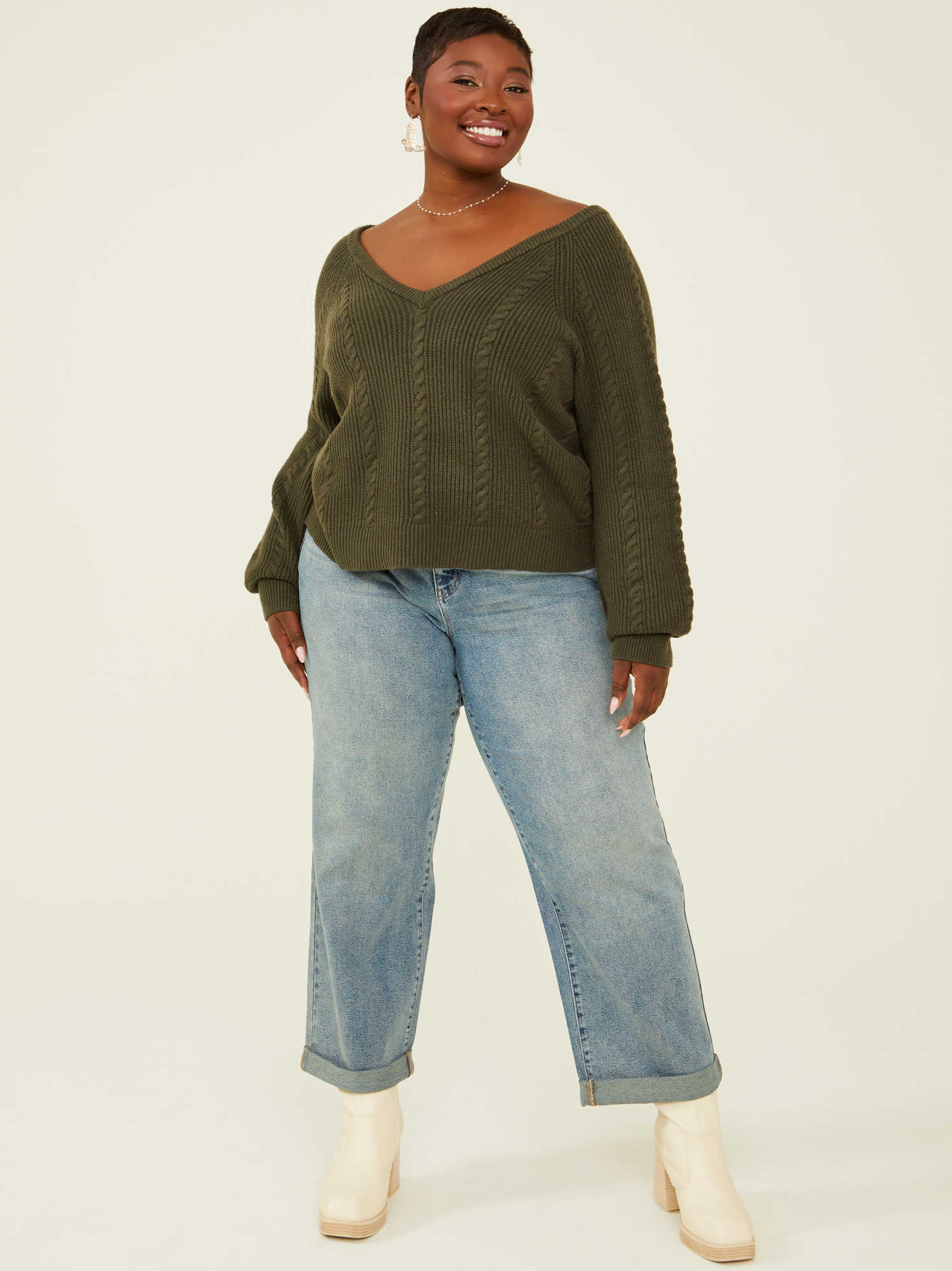 Plus size discount olive green sweater