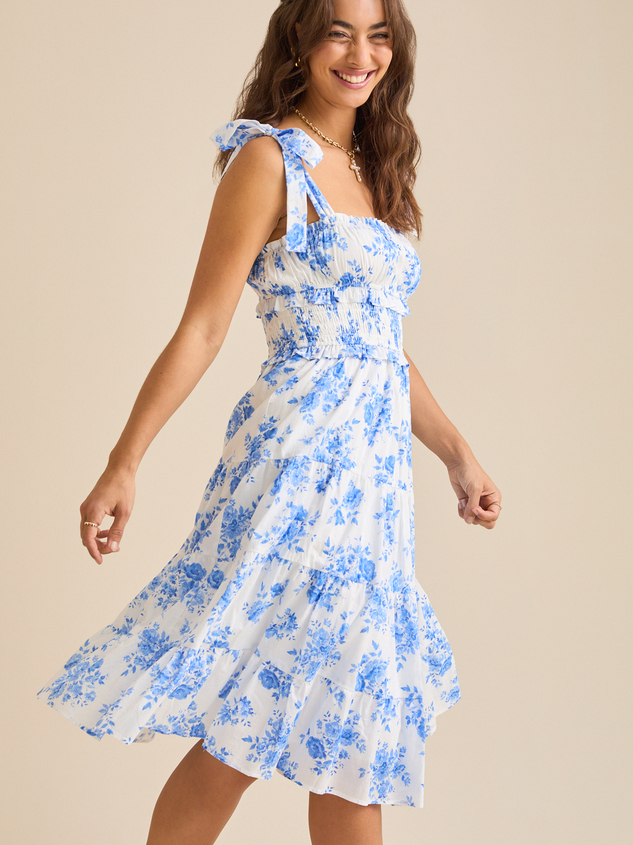 Oliana Floral Midi  Dress Detail 3 - ARULA