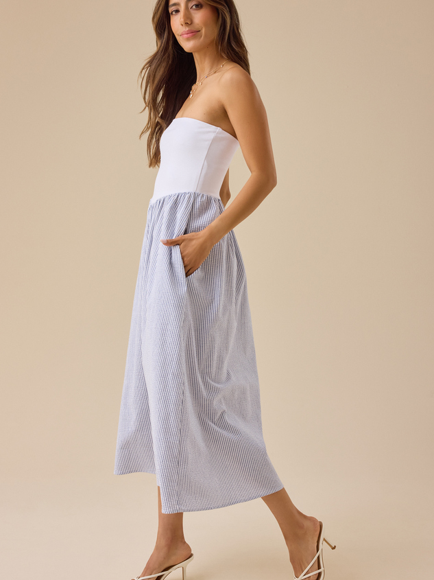 Renee Strapless Midi Dress Detail 3 - ARULA
