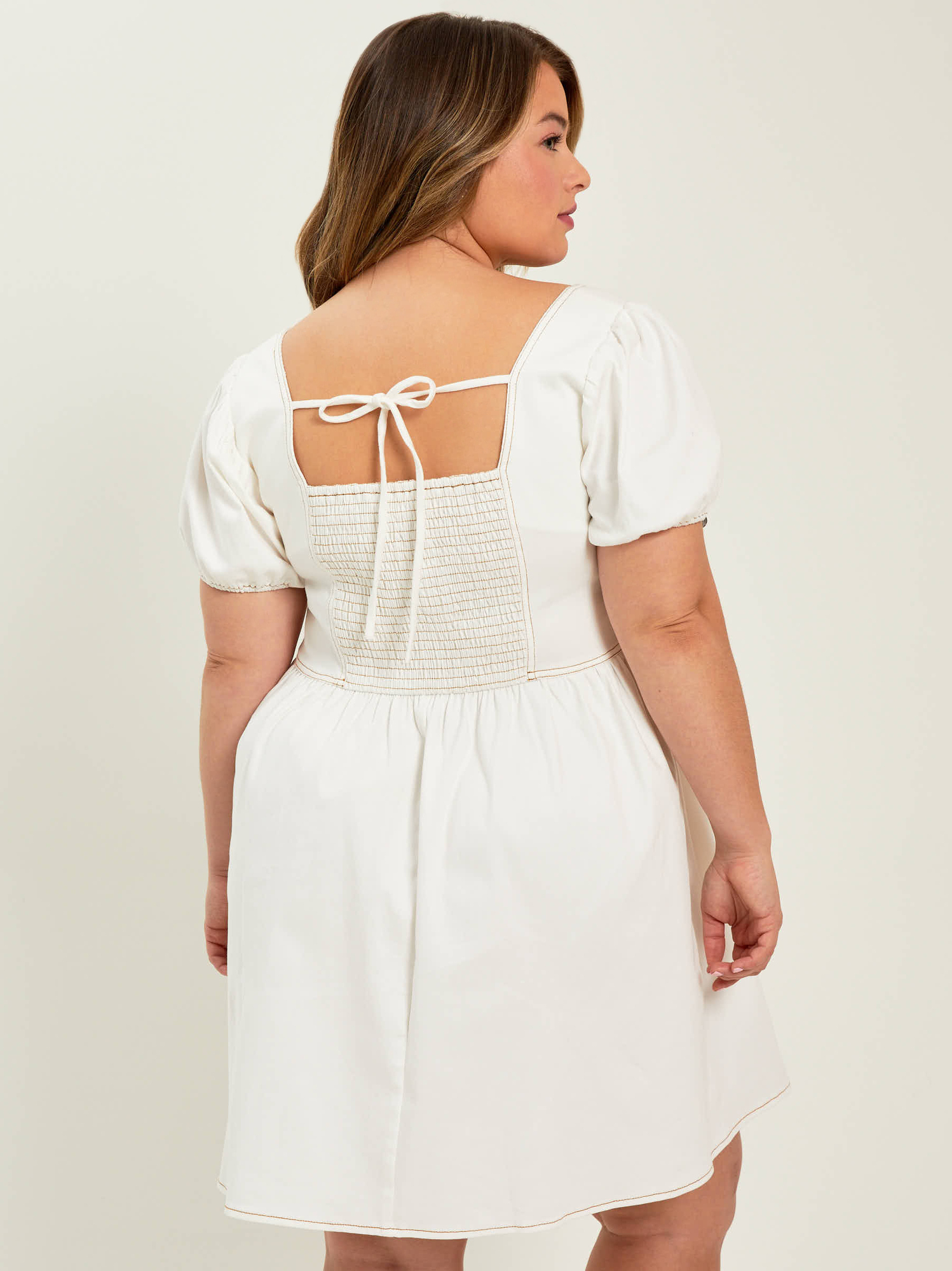 Plus size top white denim dress