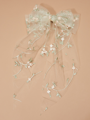 Floral Embroidered Tulle Bow - ARULA