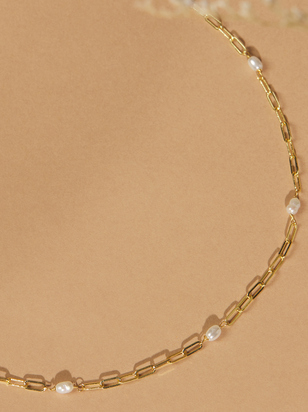 Pearl Paperclip Chain Necklace - ARULA