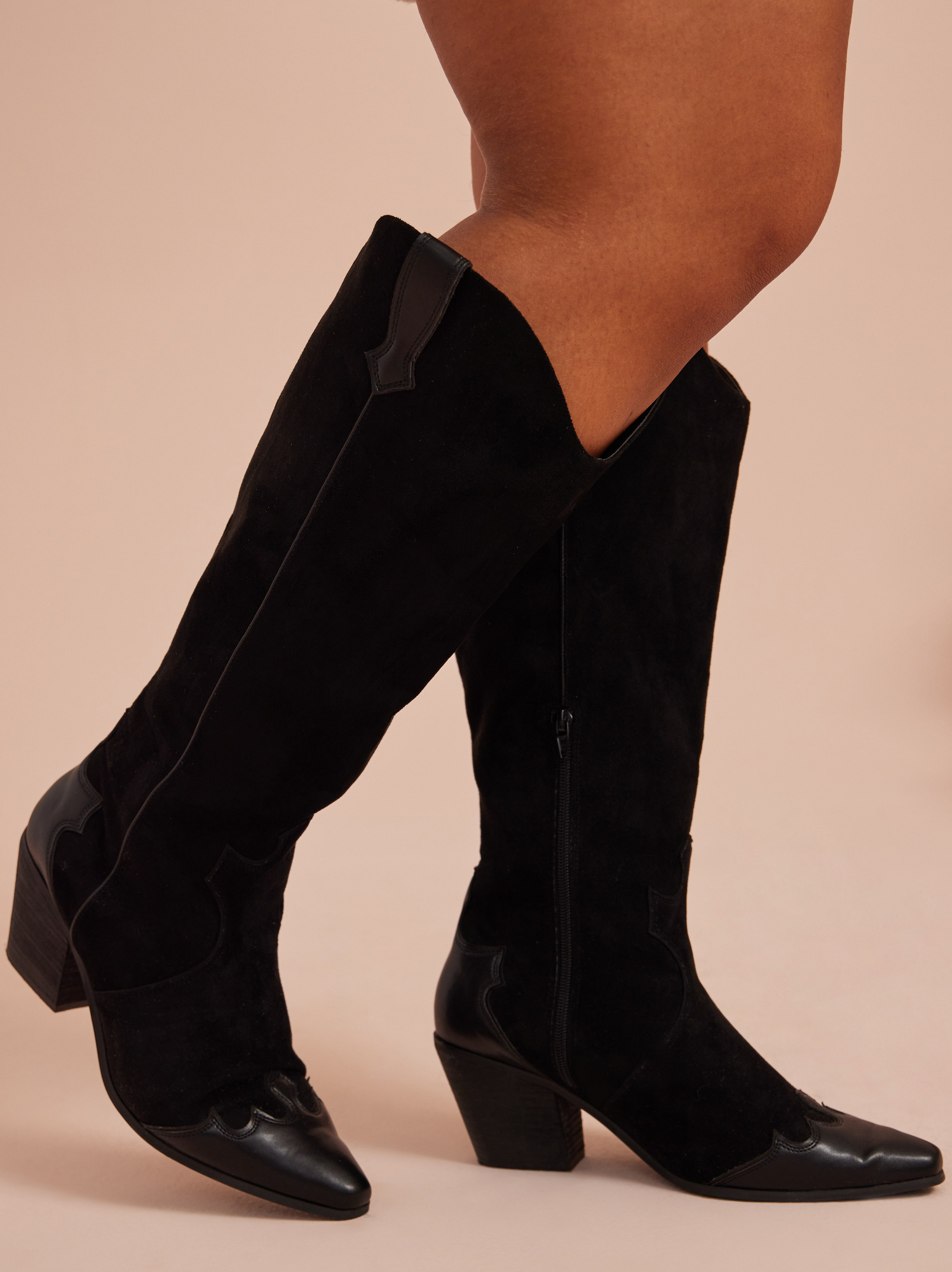 Wide width top black boots