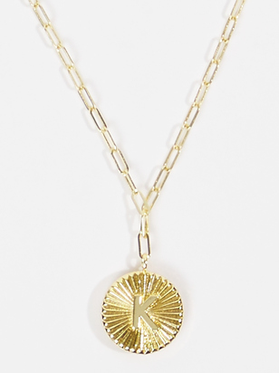 18K Gold Paperclip Burst Monogram Pendant Necklace - K - ARULA